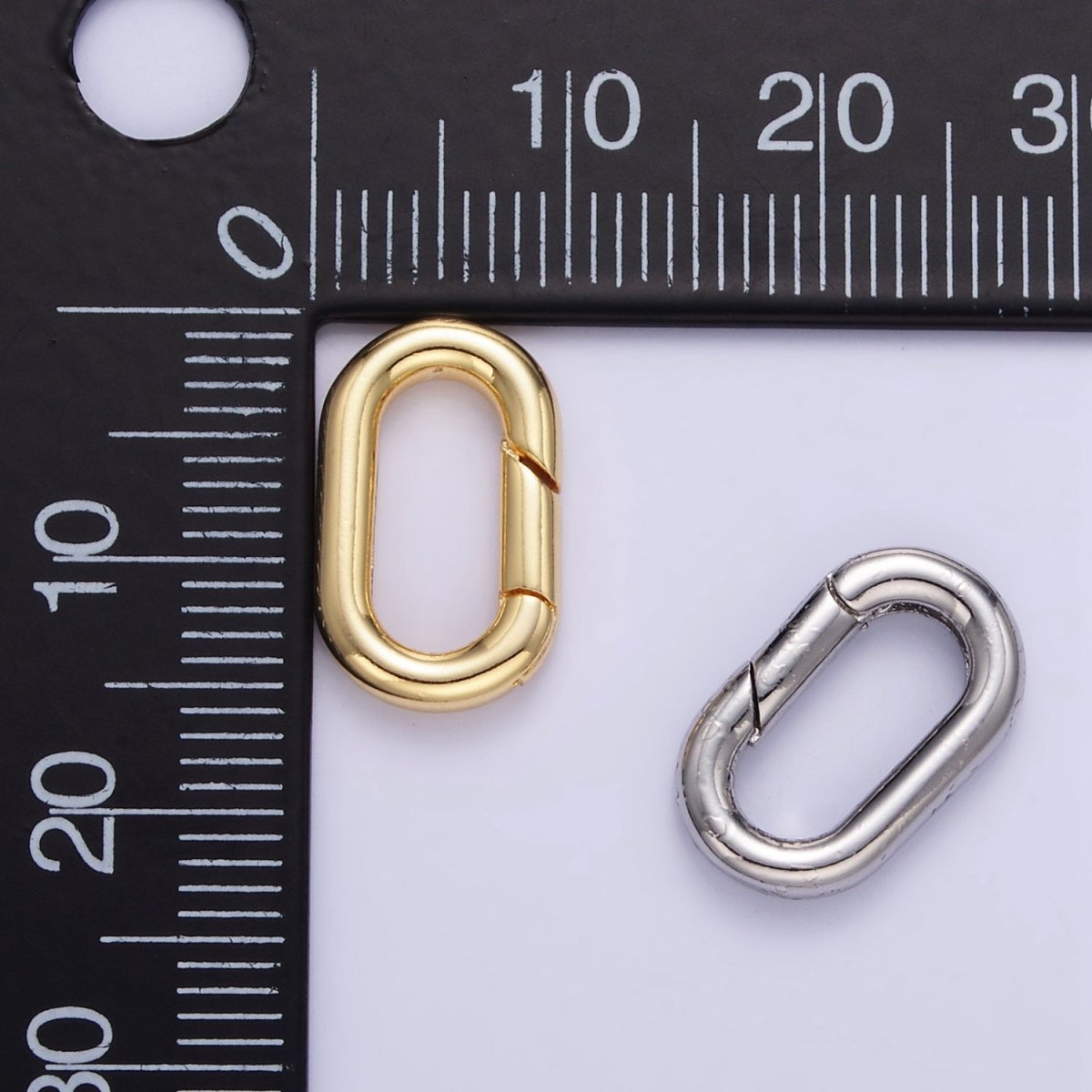 24K Gold Filled 15mm Oval Push Gate Enhancer Findings in Gold & Silver | L078 - DLUXCA