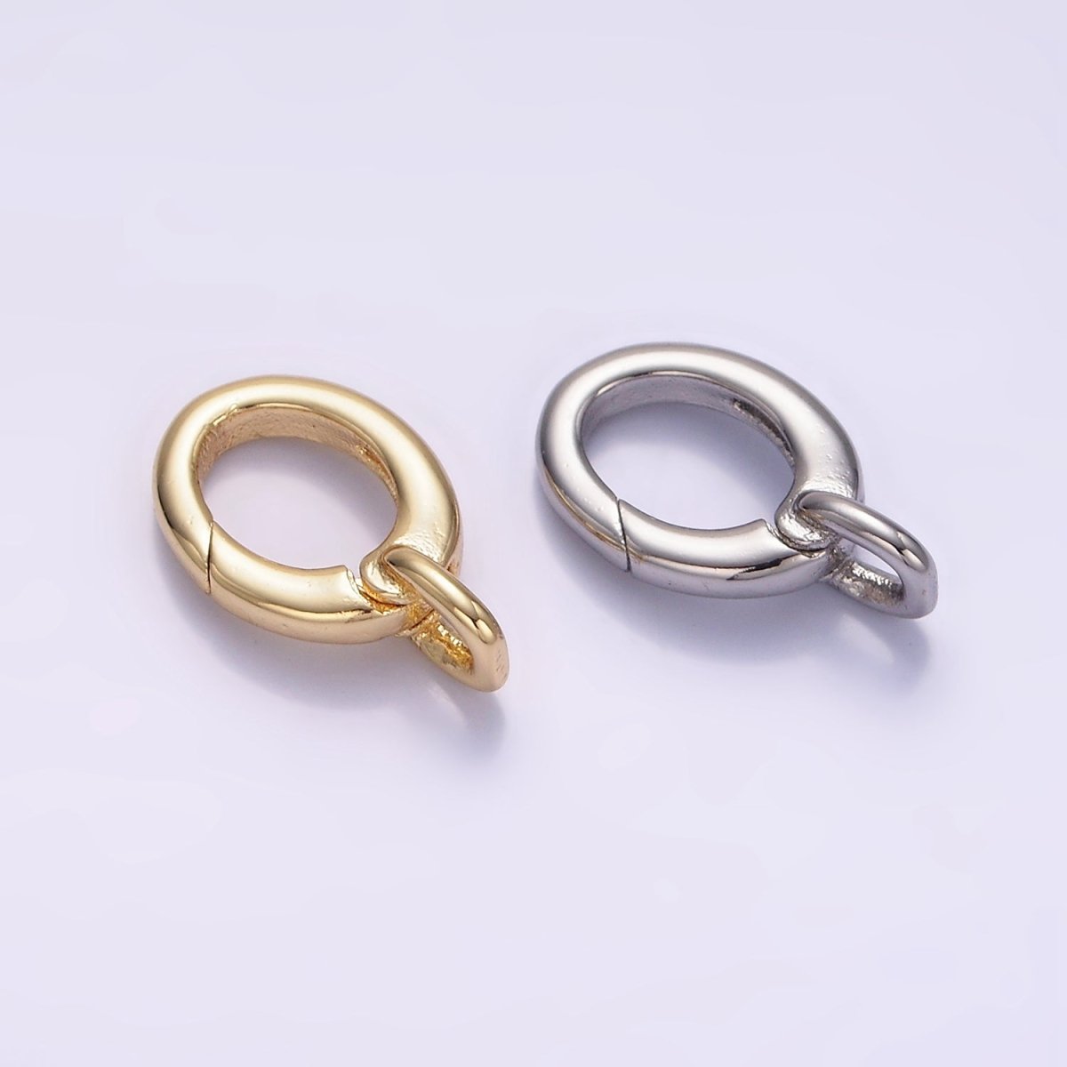 24K Gold Filled 15mm Oval Push Gate Enhancer Findings in Gold & Silver | Z808 - DLUXCA