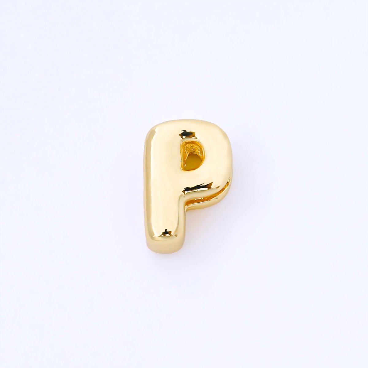 24K Gold Filled 15mm Personalized Chubby Bubble Initial Letter Alphabet Bead | AF079 - AF091 - DLUXCA