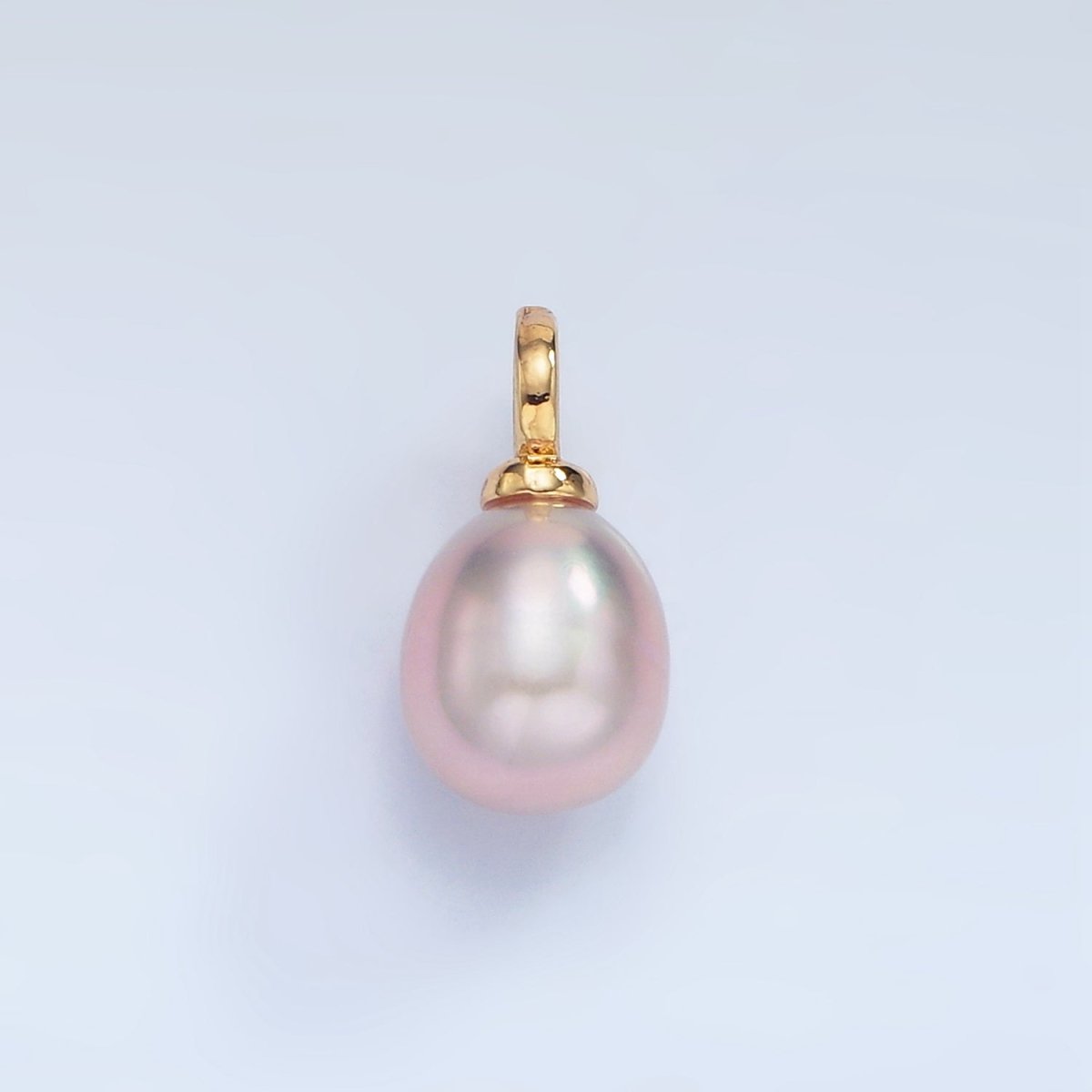 24K Gold Filled 15mm Purple Teardrop Freshwater Pearl Drop Pendant | P1876 - DLUXCA