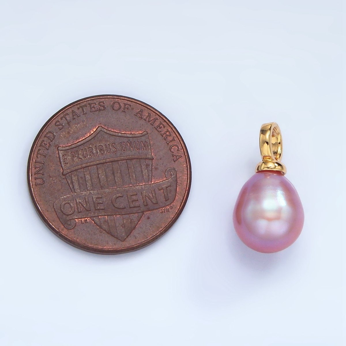 24K Gold Filled 15mm Purple Teardrop Freshwater Pearl Drop Pendant | P1876 - DLUXCA