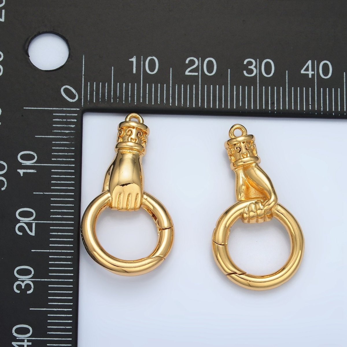 24K Gold Filled 15mm Push Gate Hand Fist Gesture Findings | Z875 - DLUXCA