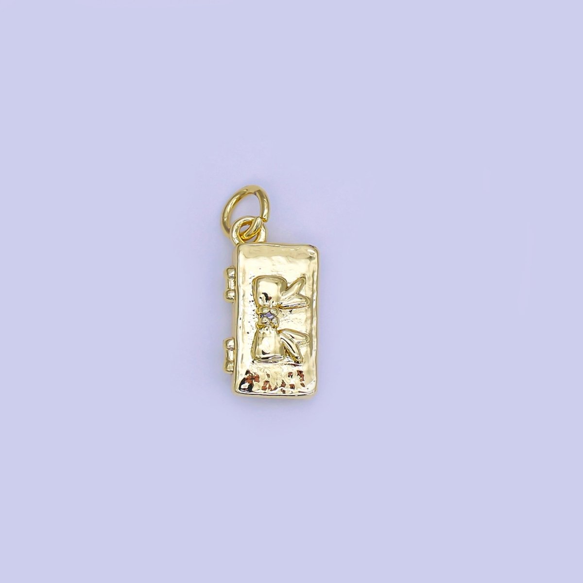 24K Gold Filled 15mm Ribbon Bow Giftbox Book Charm | AJ311 - DLUXCA