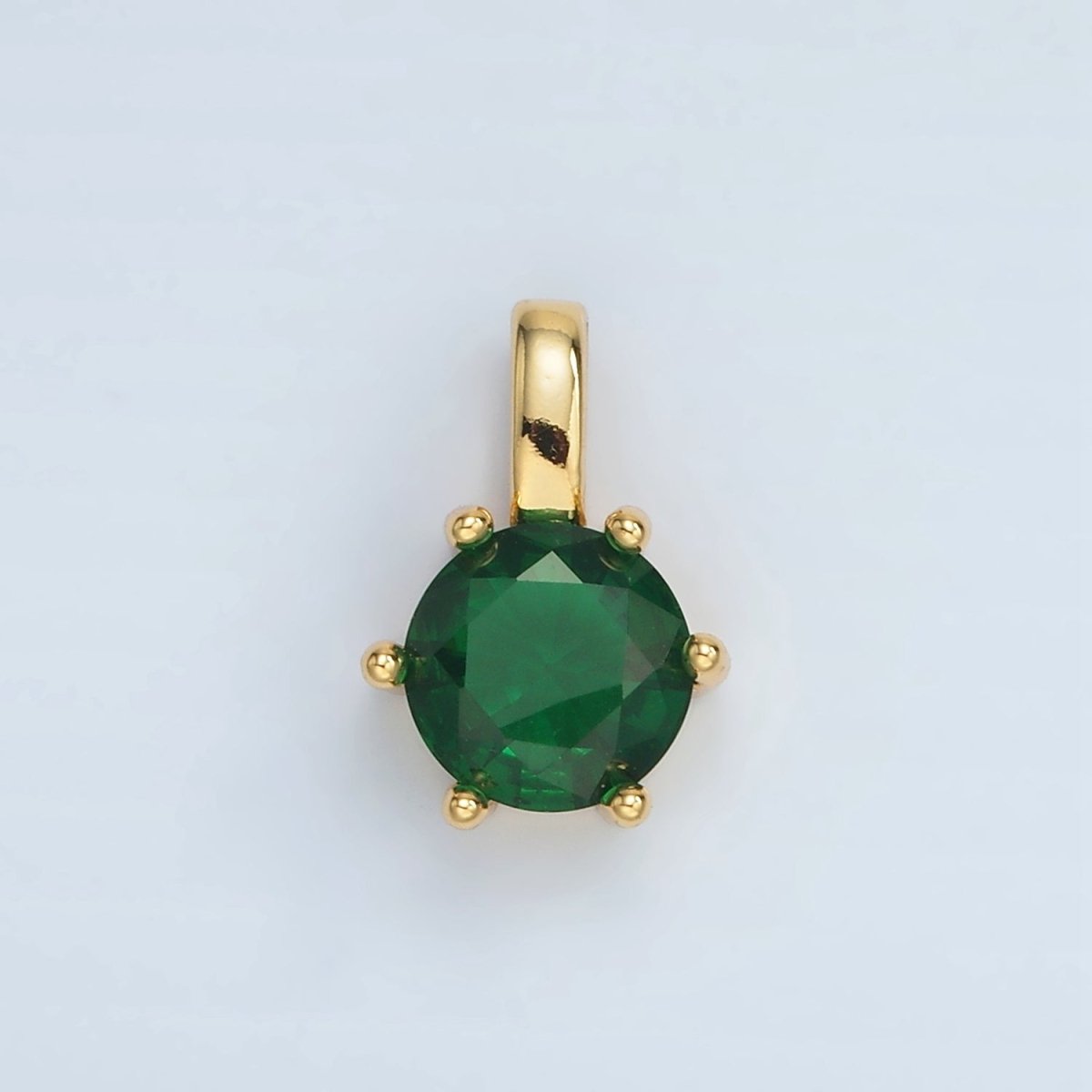 24K Gold Filled 15mm Round CZ Minimalist Personalized Pendant | AA1382 - DLUXCA