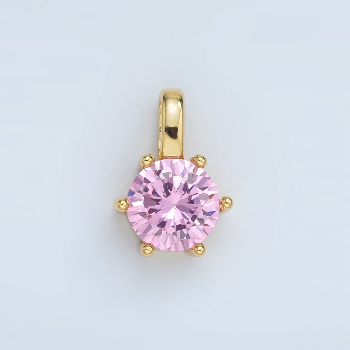 24K Gold Filled 15mm Round CZ Minimalist Personalized Pendant | AA1382 - DLUXCA