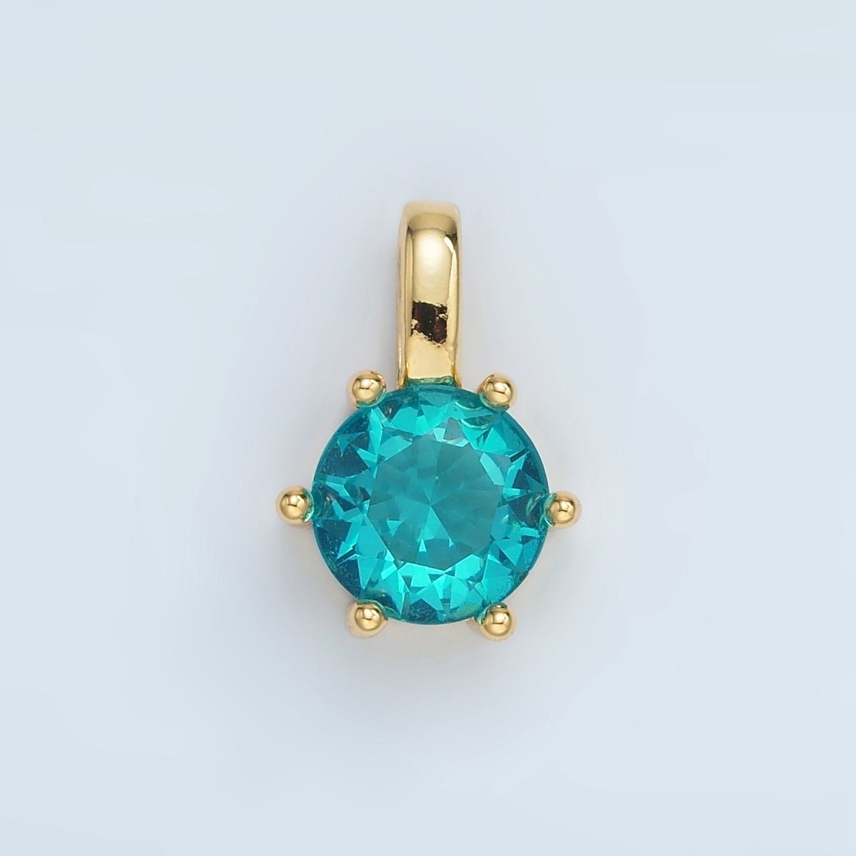 24K Gold Filled 15mm Round CZ Minimalist Personalized Pendant | AA1382 - DLUXCA