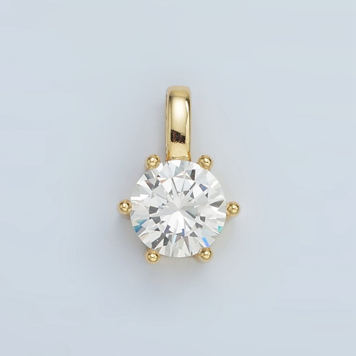 24K Gold Filled 15mm Round CZ Minimalist Personalized Pendant | AA1382 - DLUXCA