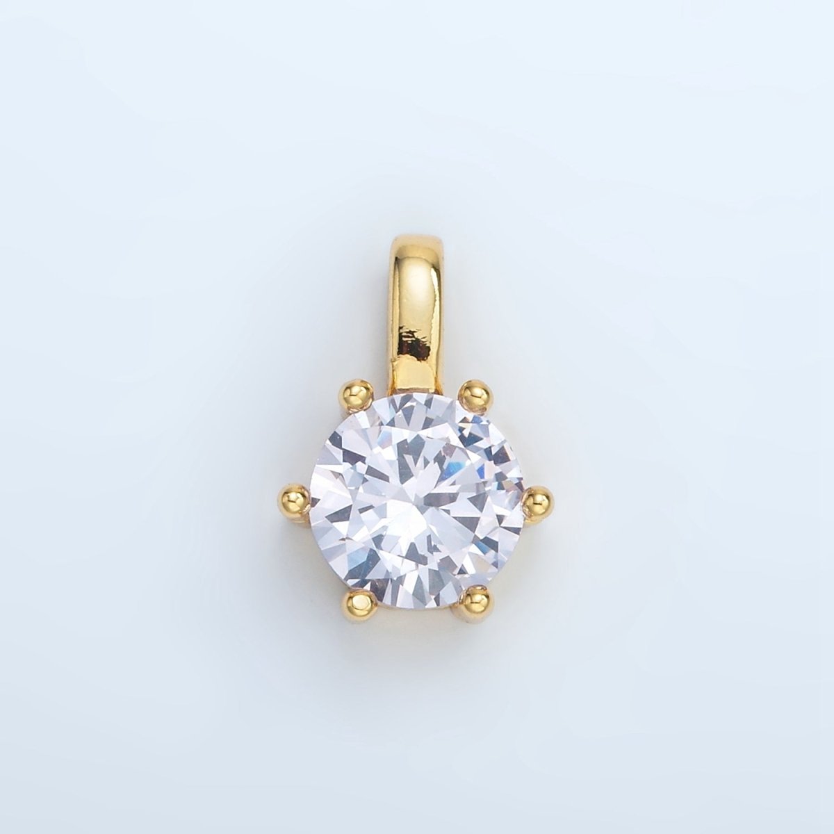 24K Gold Filled 15mm Round CZ Minimalist Personalized Pendant | AA1382 - DLUXCA