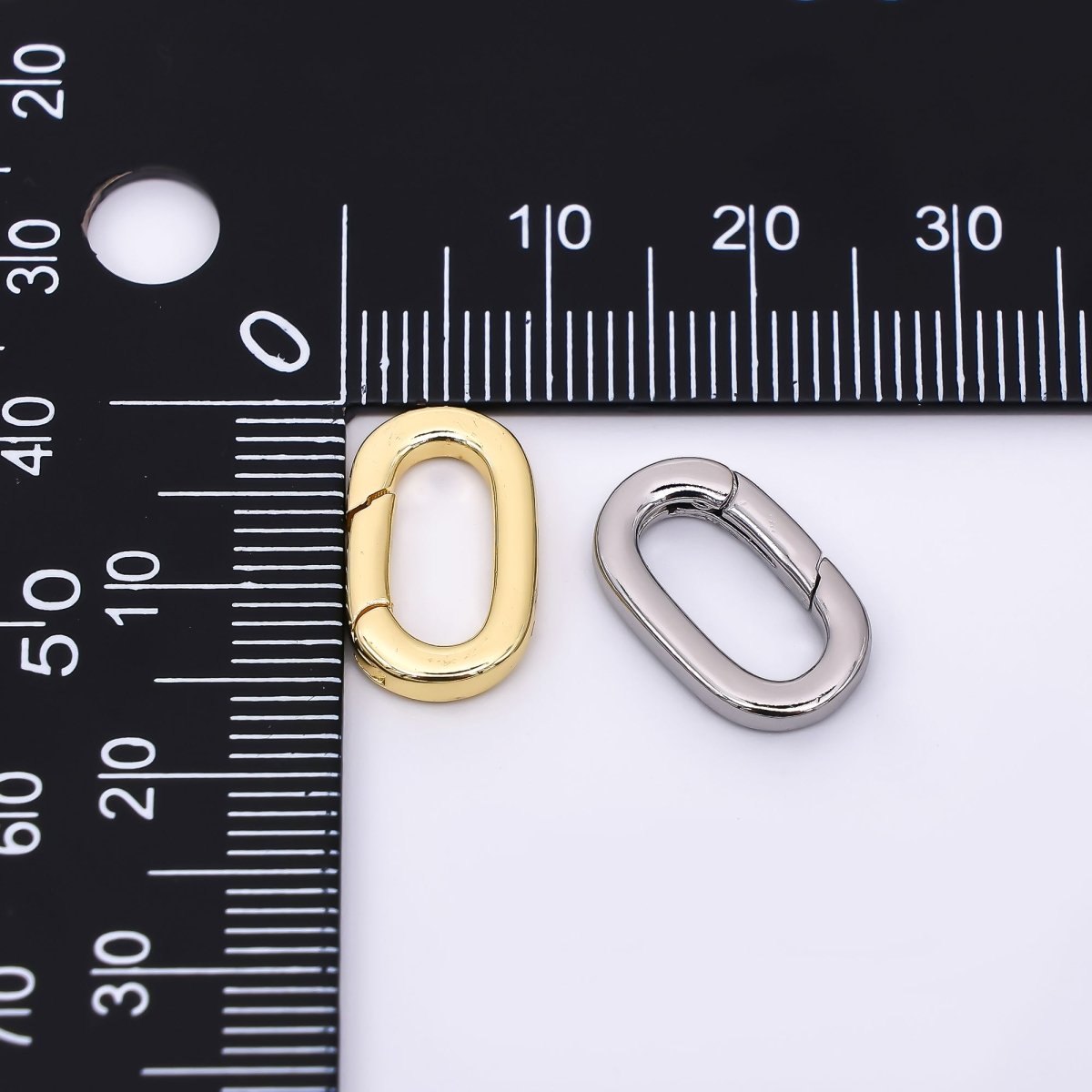 24K Gold Filled 15mm Rounded Capsule O - Link Push Gate Closure Finding in Gold & Silver | Z - 1316 - DLUXCA