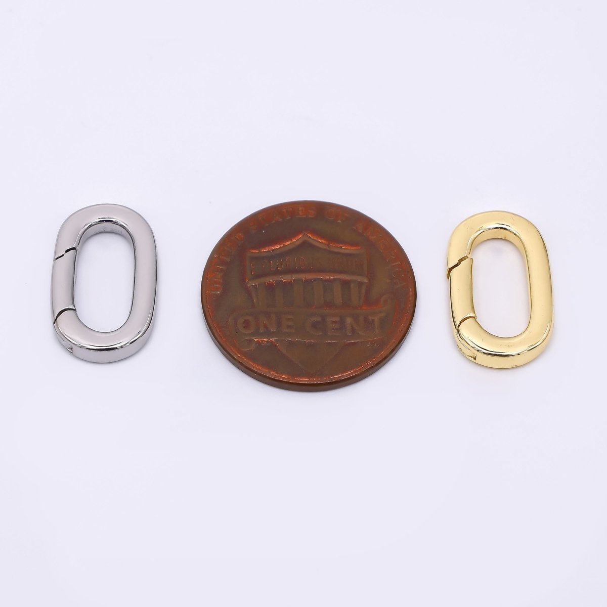24K Gold Filled 15mm Rounded Capsule O - Link Push Gate Closure Finding in Gold & Silver | Z - 1316 - DLUXCA