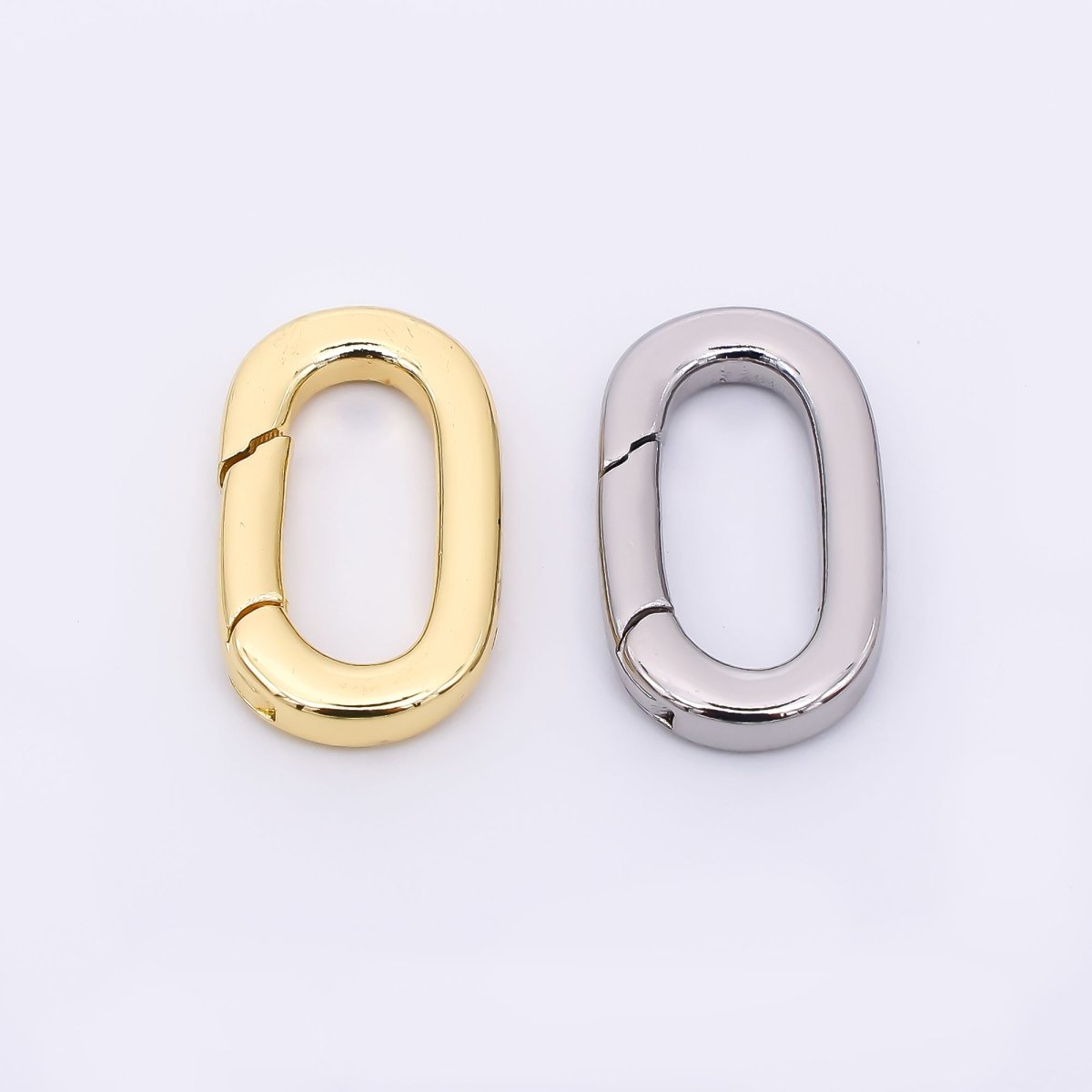 24K Gold Filled 15mm Rounded Capsule O - Link Push Gate Closure Finding in Gold & Silver | Z - 1316 - DLUXCA