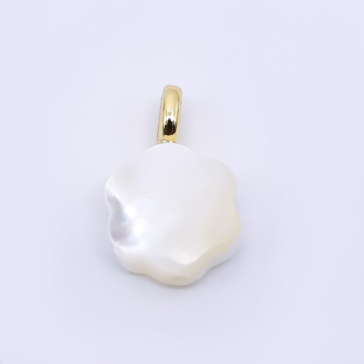 24K Gold Filled 15mm Shell Pearl Melted Flower Blossom Charm | AF560 - DLUXCA