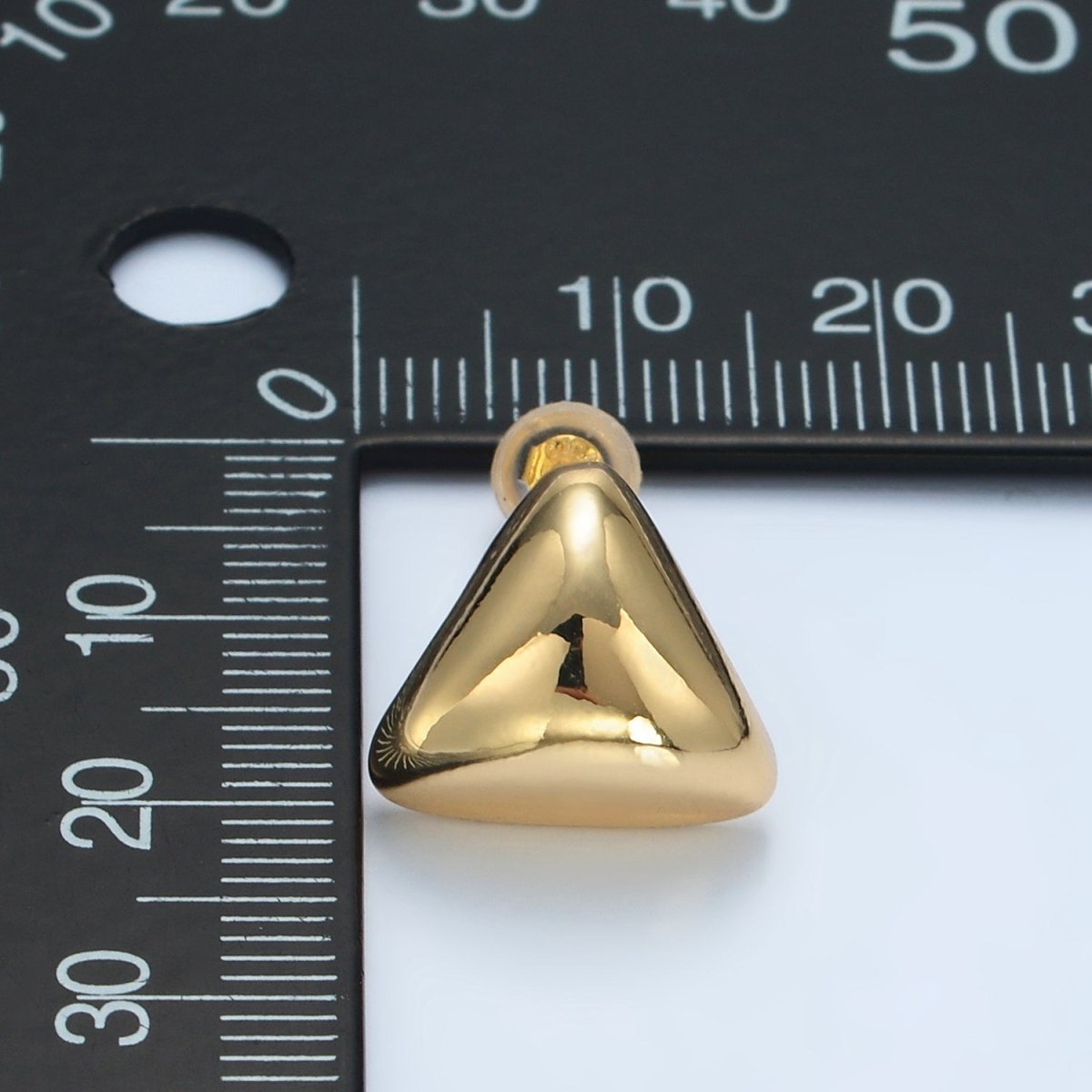 24K Gold Filled 15mm Triangle Dome Mini Stud Earrings | AD655 - DLUXCA