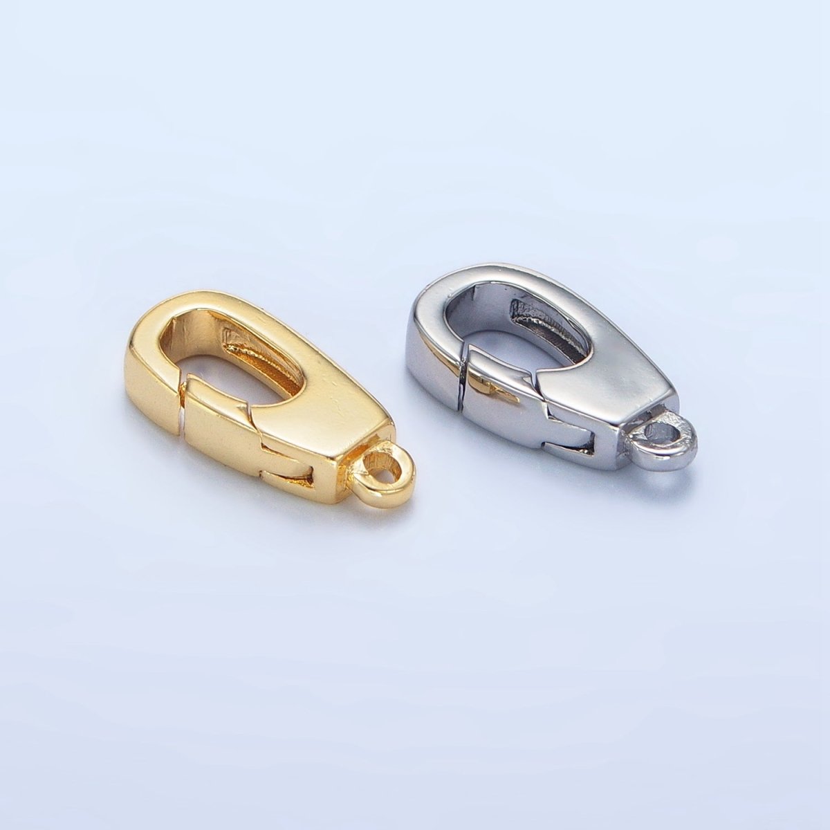 24K Gold Filled 15mm Triggerless Push Rectangle Lobster Clasps Closure Findings in Gold & Silver | Z960 - DLUXCA