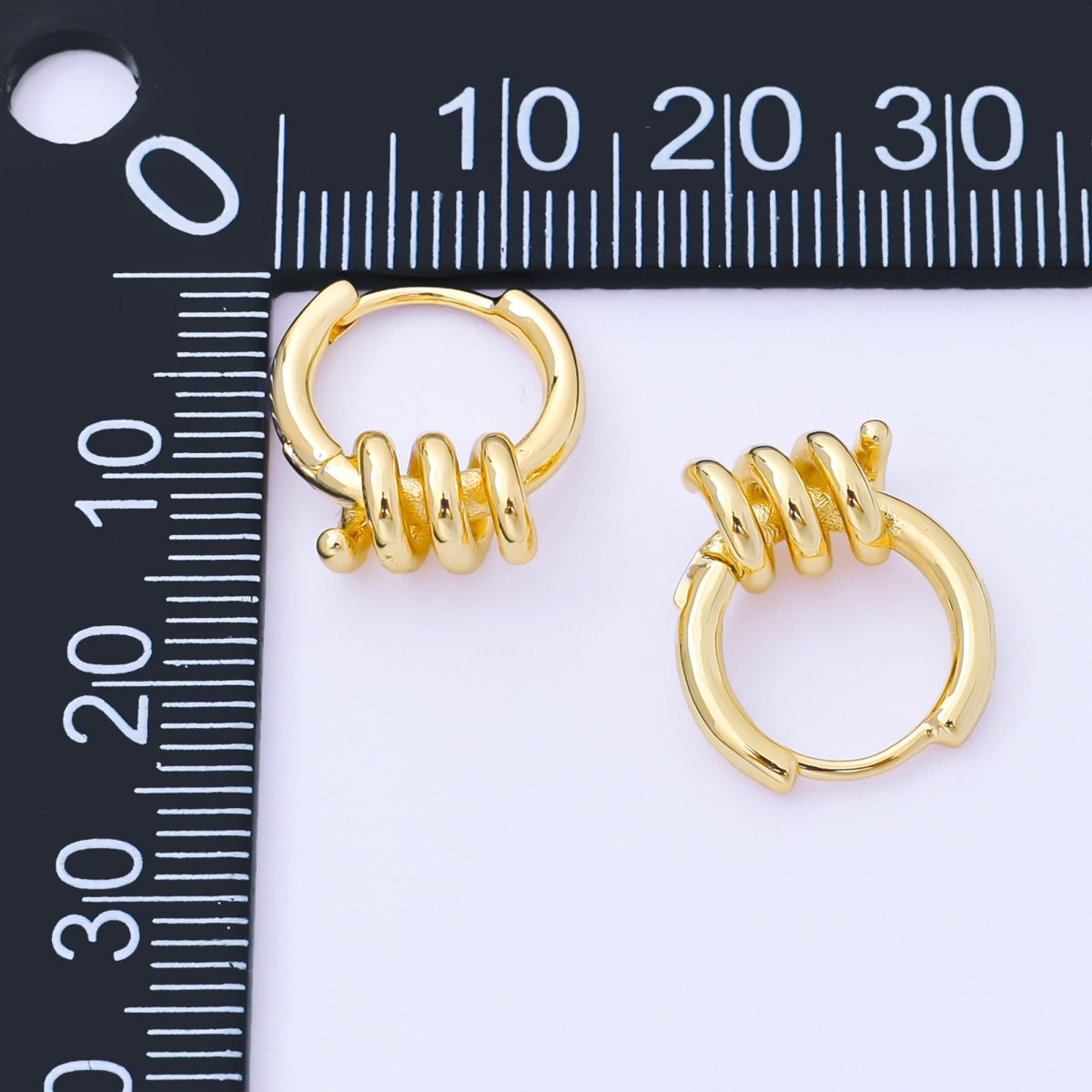 24K Gold Filled 15mm Twisted Spring Huggie Earrings in Gold & Silver | AB1628 AB1629 - DLUXCA
