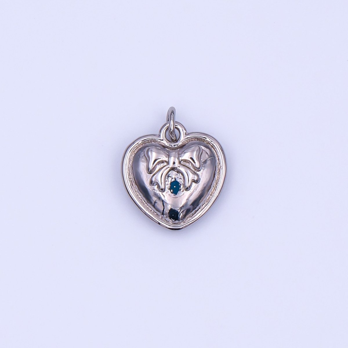24K Gold Filled 15mm Wrapped in Love Ribbon Bow Heart Charm in Gold & Silver | AF488 - DLUXCA