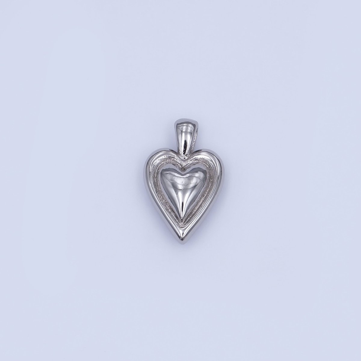 24K Gold Filled 16.5mm Chubby Heart Pendant in Gold & Silver | AH458 - DLUXCA