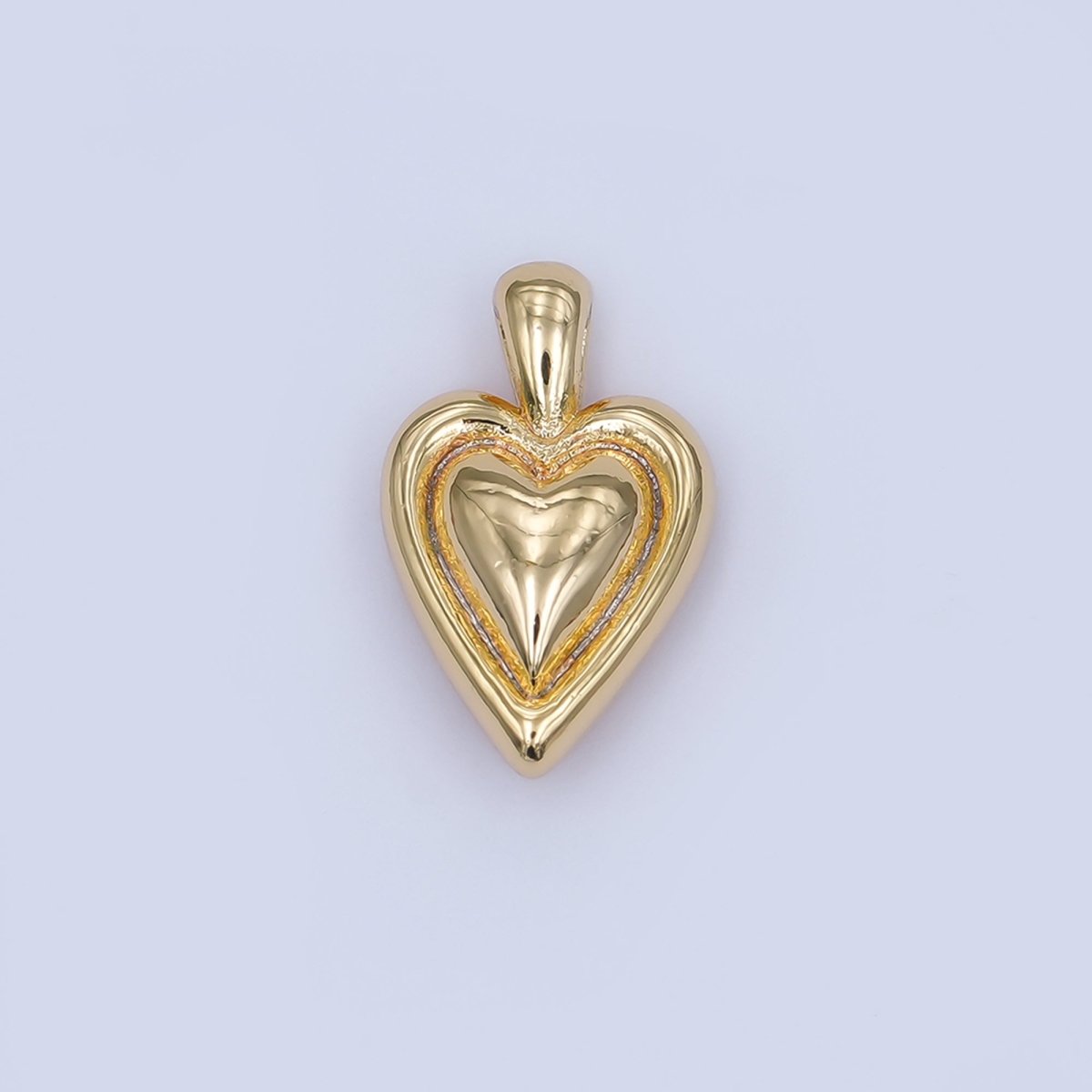 24K Gold Filled 16.5mm Chubby Heart Pendant in Gold & Silver | AH458 - DLUXCA