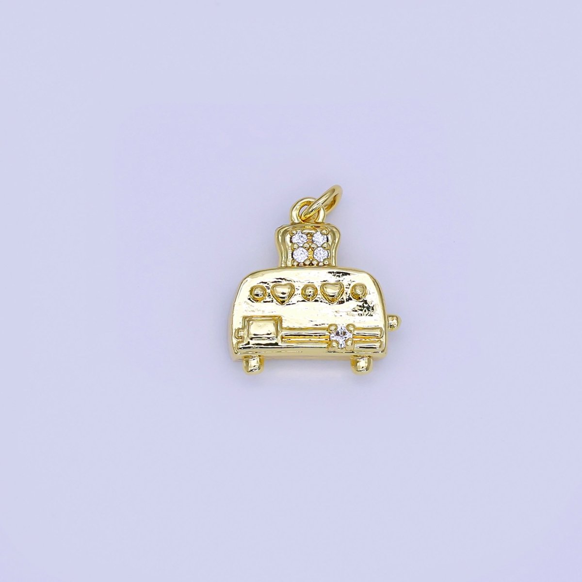 24K Gold Filled 16.5mm Micro Paved CZ Bread Toaster Charm | AJ321 - DLUXCA