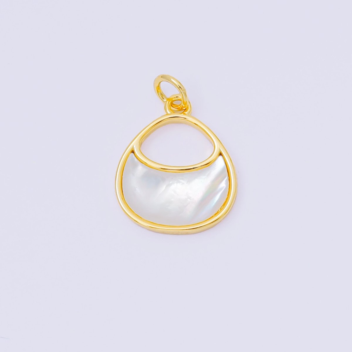24K Gold Filled 16.5mm Open Chunky Pear - Cut Shell Pearl Charm | AC1586 - DLUXCA