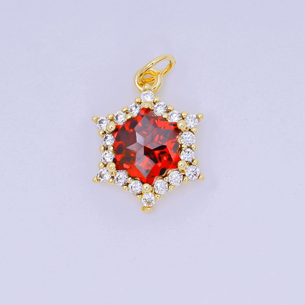 24K Gold Filled 16.9mm Micro Paved & Multicolor CZ Northen Star - Shaped Charm | AC - 1575 - AC - 1581 - DLUXCA