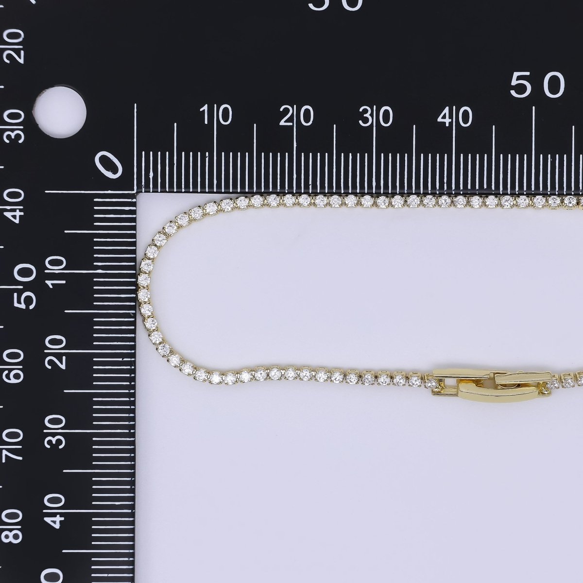 24K Gold Filled 1.6mm Clear Round CZ Classic 7 Inches Tennis Bracelet | WA - 3821 - DLUXCA