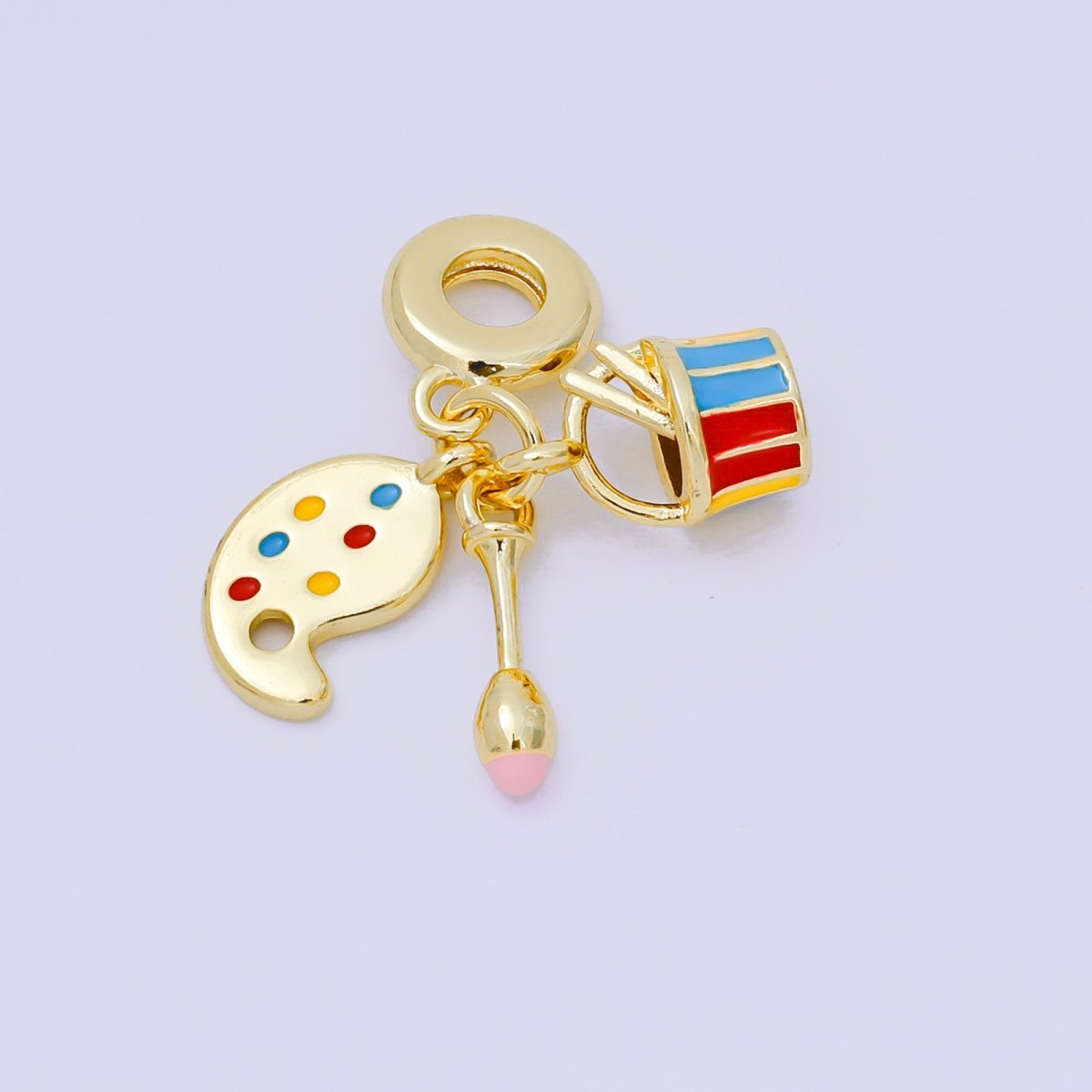 24K Gold Filled 16mm Enamel Art Painting Set Charm in Brush, Pallet, & Tool | AH - 602 - DLUXCA