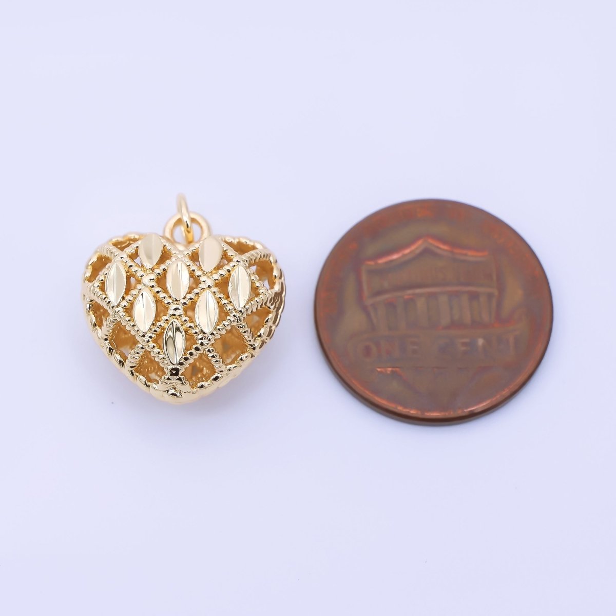 24K Gold Filled 16mm Filigree Heart Multidimensional Charm | AC1602 - DLUXCA