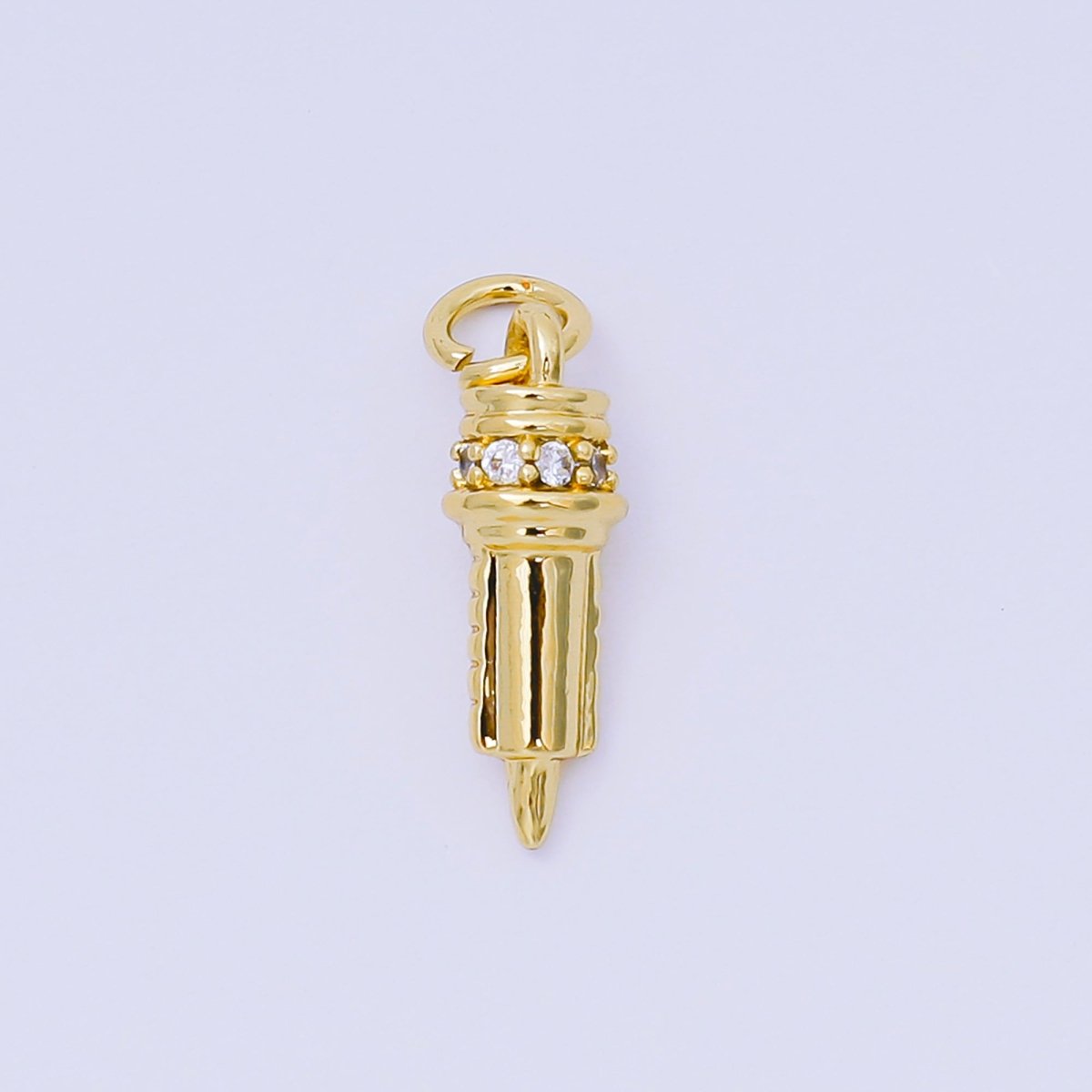 24K Gold Filled 16mm Micro Paved CZ Nurse's Syringe Charm | AH608 - DLUXCA