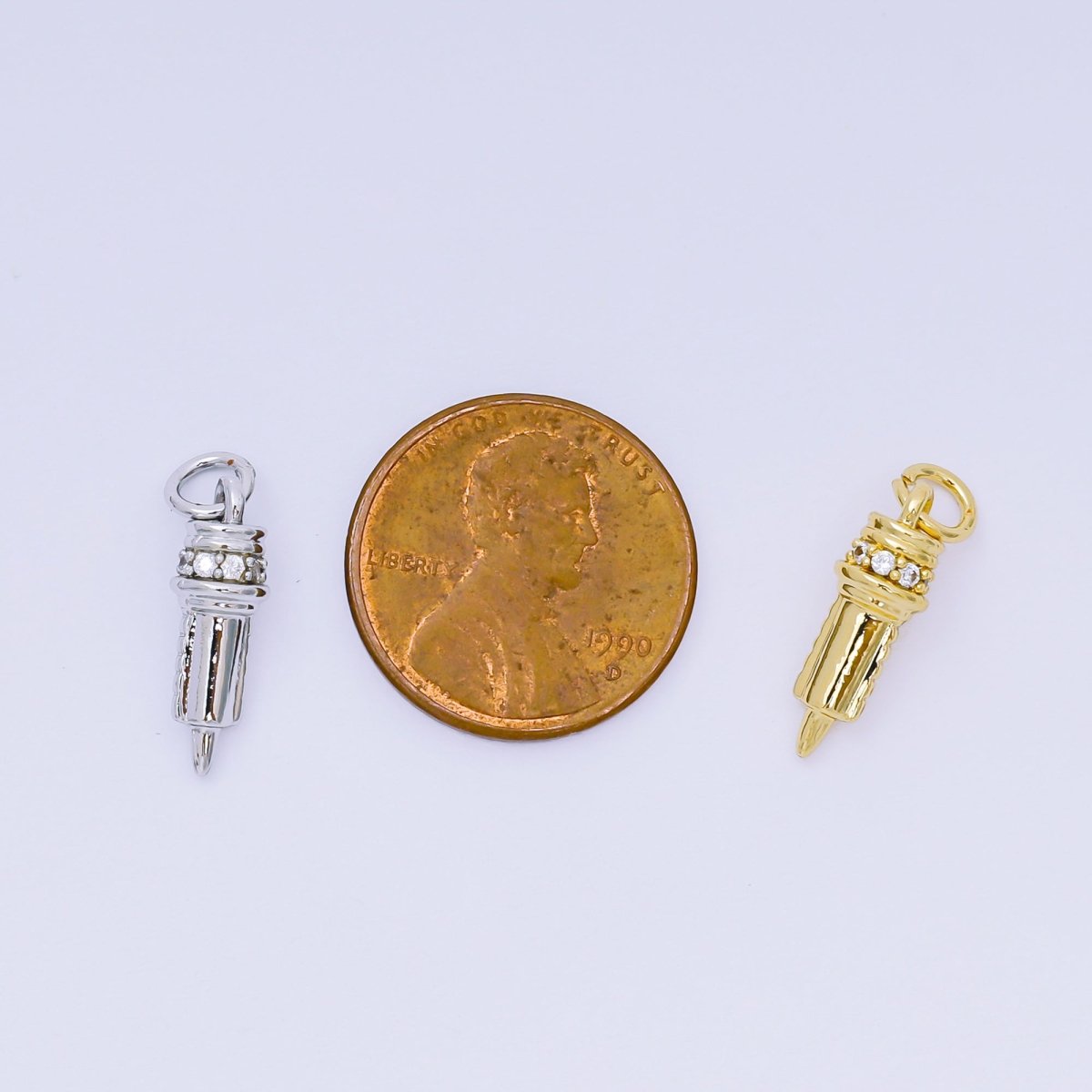 24K Gold Filled 16mm Micro Paved CZ Nurse's Syringe Charm | AH608 - DLUXCA