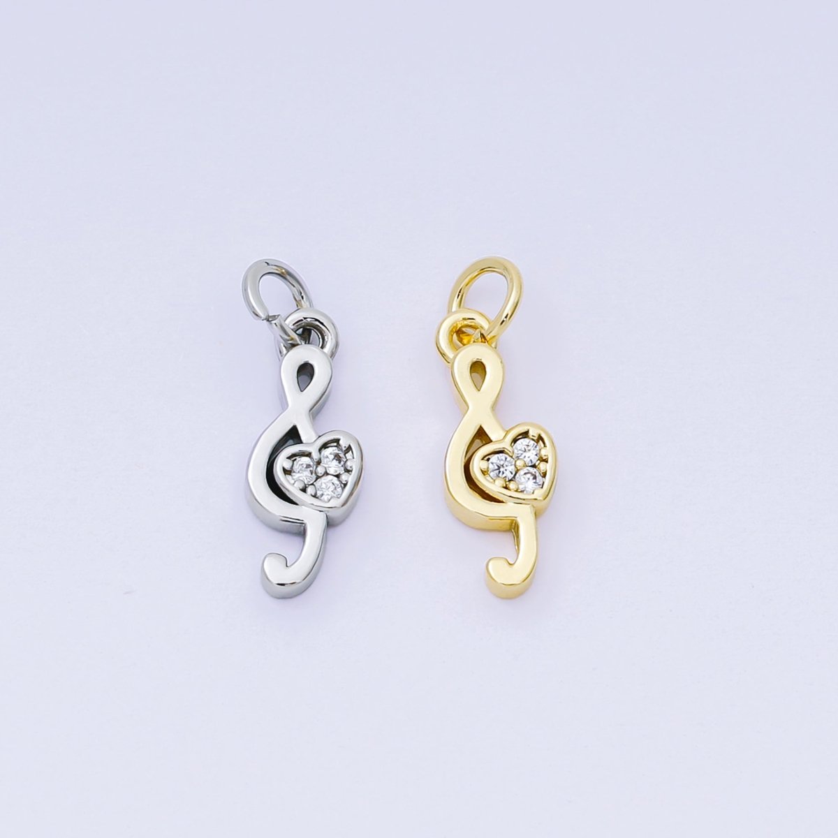 24K Gold Filled 16mm Micro Paved CZ The Symphony of Love Charm Music Notes G Clef in Gold & Silver | AH555 - DLUXCA