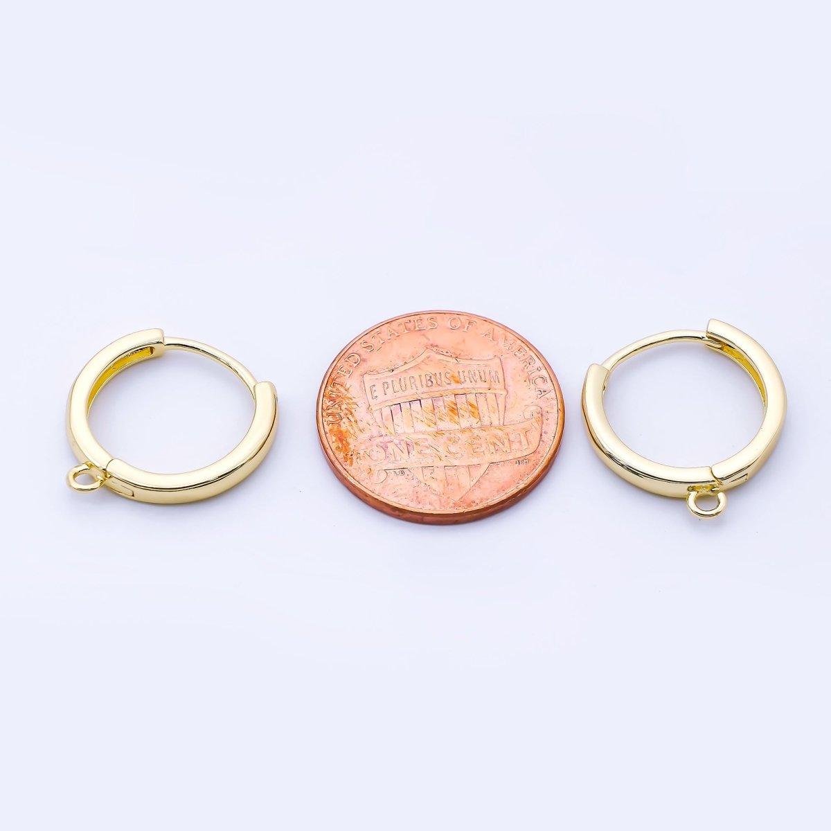 24K Gold Filled 16mm Minimalist Drop Huggie Findings in Gold & Silver | Z1516 Z1517 - DLUXCA