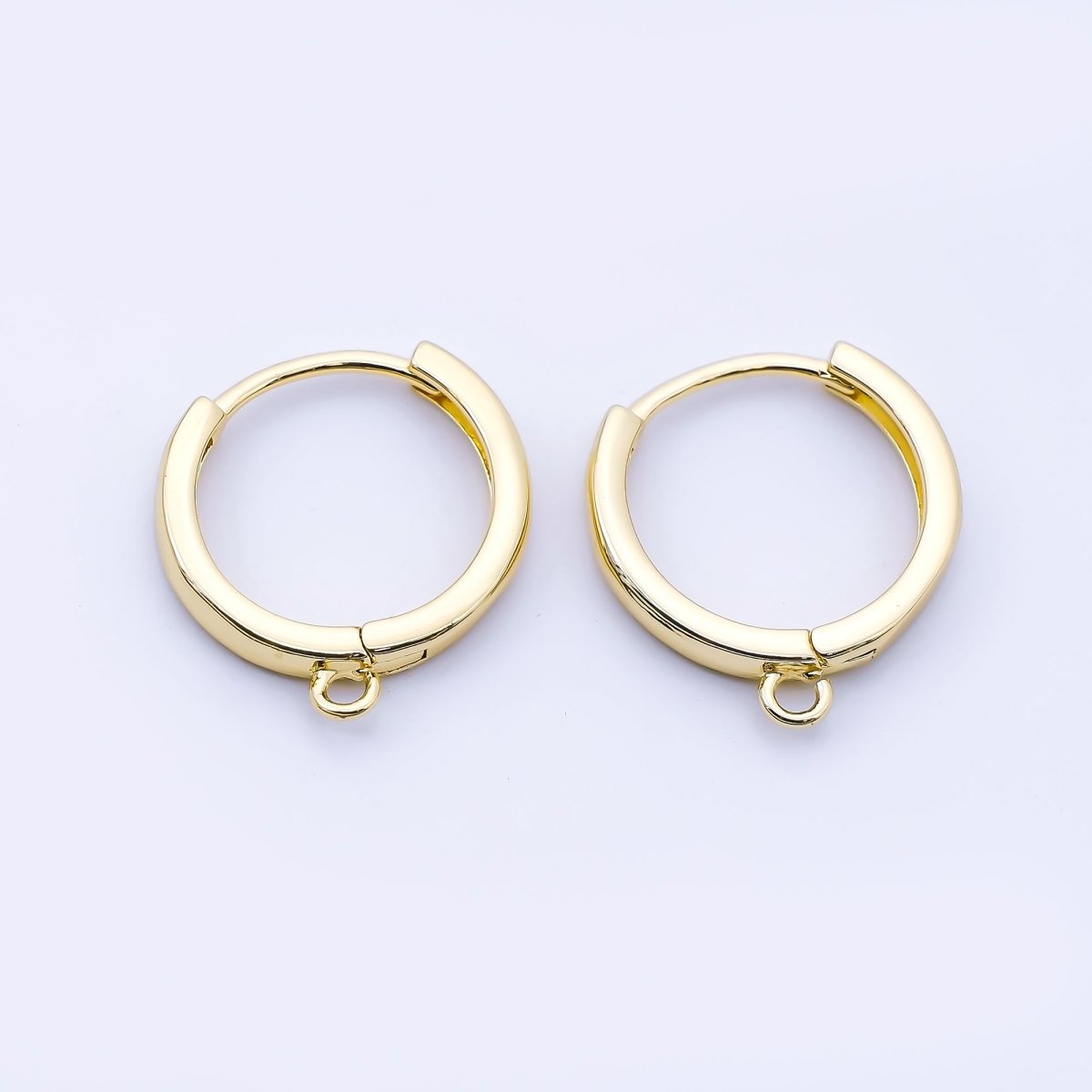 24K Gold Filled 16mm Minimalist Drop Huggie Findings in Gold & Silver | Z1516 Z1517 - DLUXCA