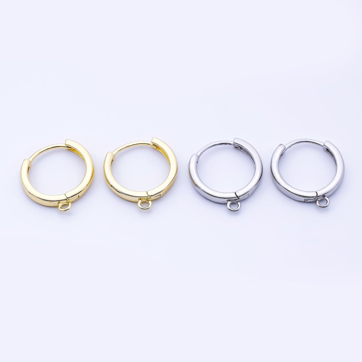 24K Gold Filled 16mm Minimalist Drop Huggie Findings in Gold & Silver | Z1516 Z1517 - DLUXCA