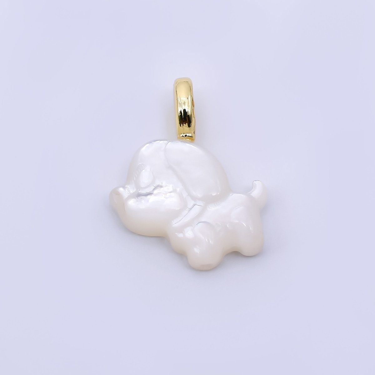 24K Gold Filled 16mm Shell Pearl Little Puppies Dog Animal Pendant in Shell Pearl and Abalone Shell| AJ - 562 AF - 564 - DLUXCA