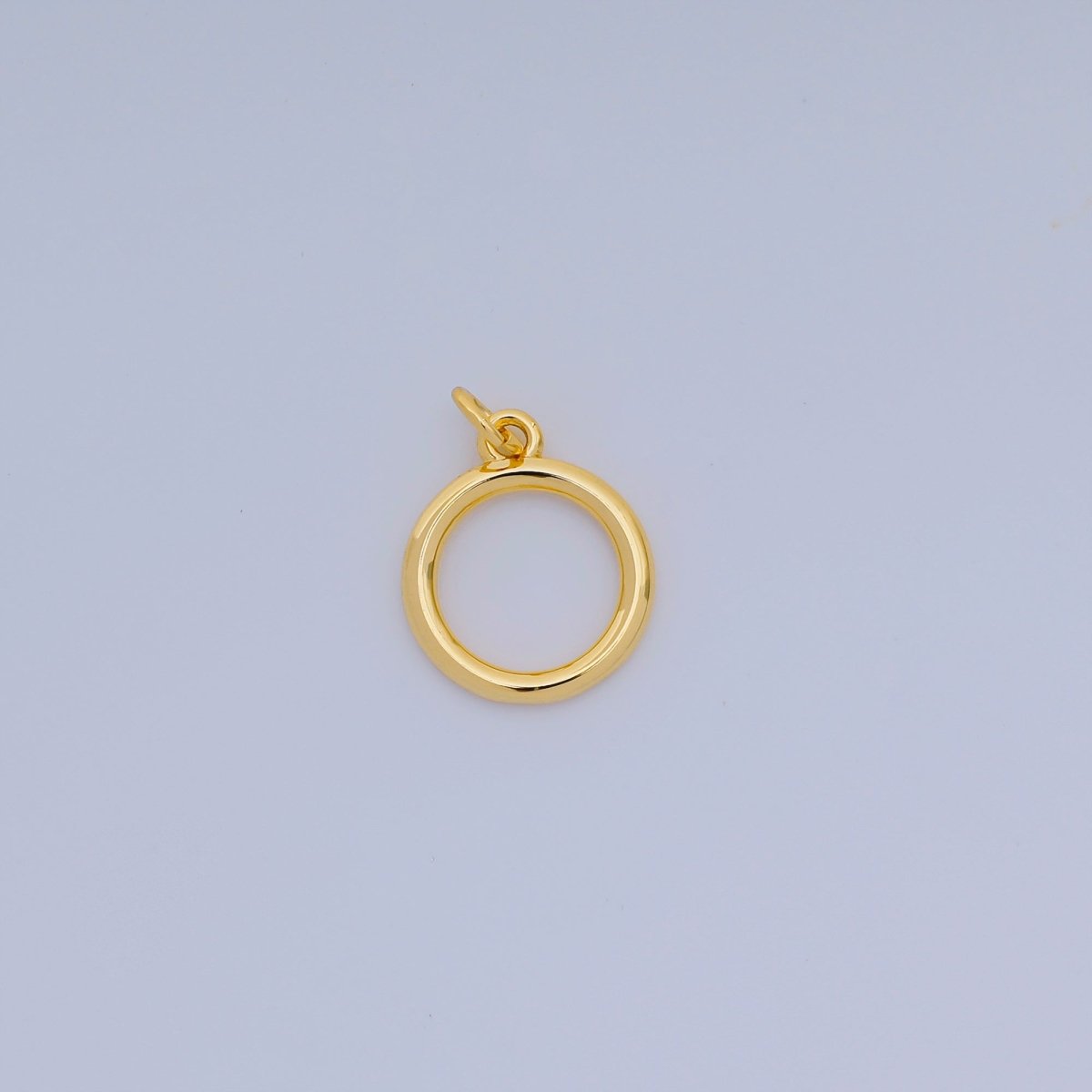 24K Gold Filled 16mm Simple Hollow Oblong Round Circle Charm | AJ - 413 - DLUXCA