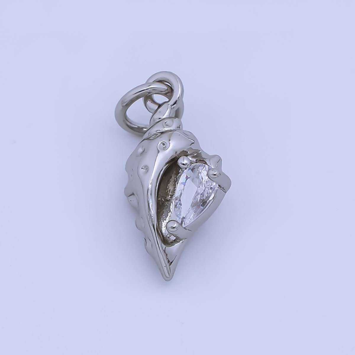 24K Gold Filled 16mm Teardrop CZ Clam Sea Shell Charm in Gold & Silver | AJ480 - DLUXCA