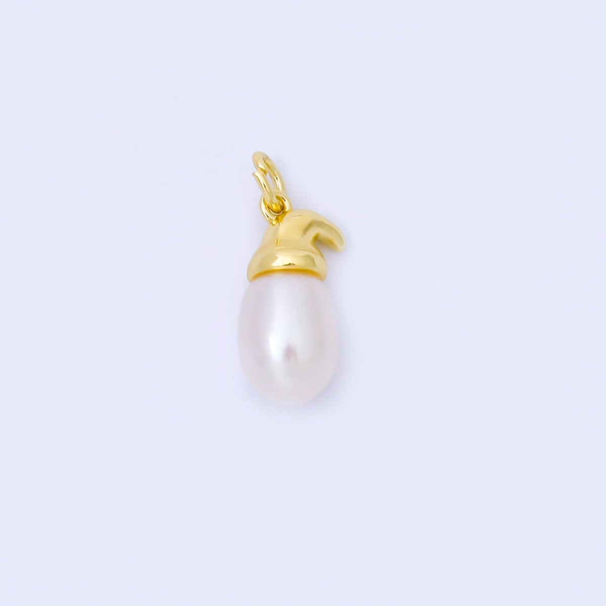 24K Gold Filled 17.5mm White Shell Pearl Oval Bezel Charm in Gold & Silver | AF590 - DLUXCA