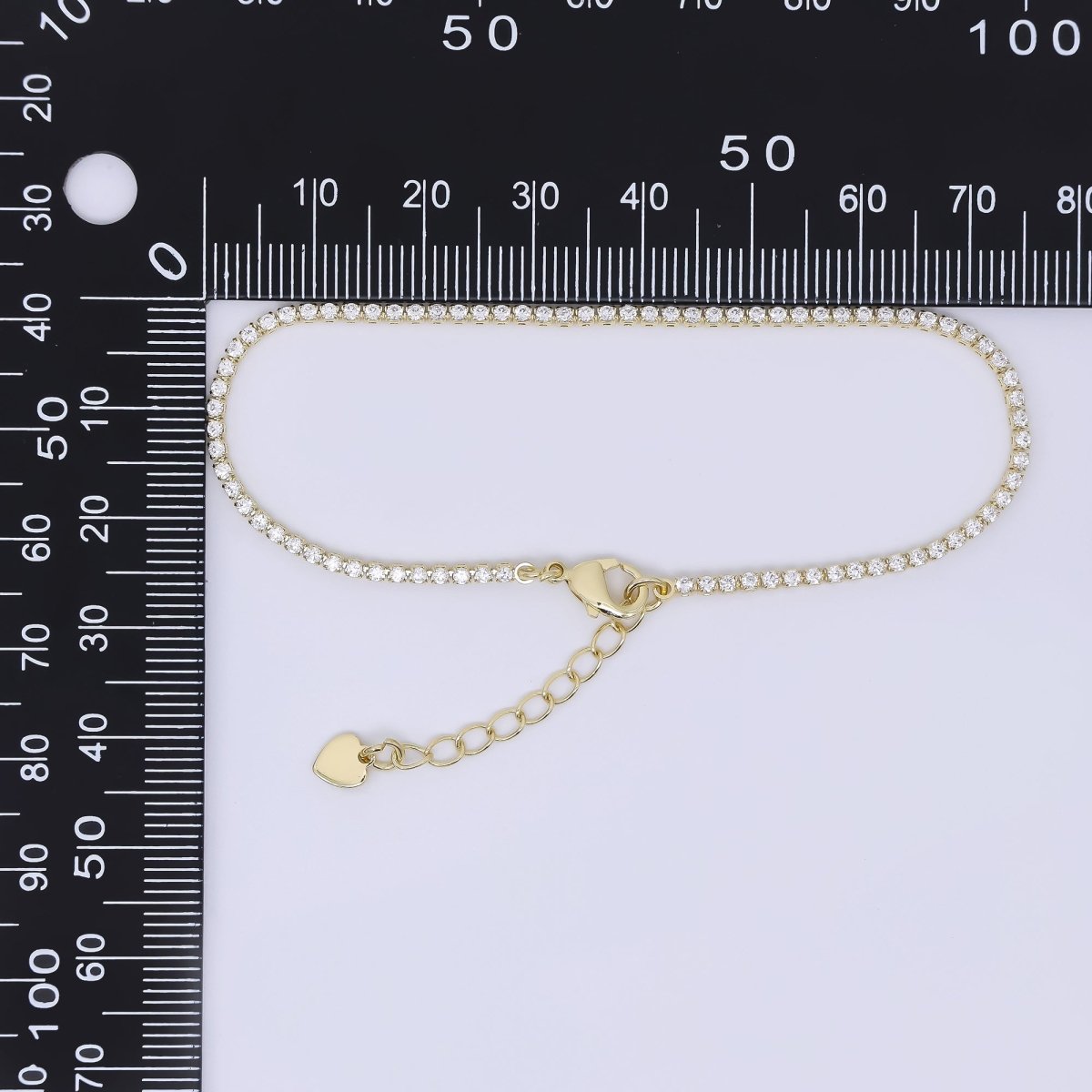 24K Gold Filled 1.7mm Clear CZ Tennis Bracelet Chain 7 Inch w. Extender | WA - 1633 - DLUXCA
