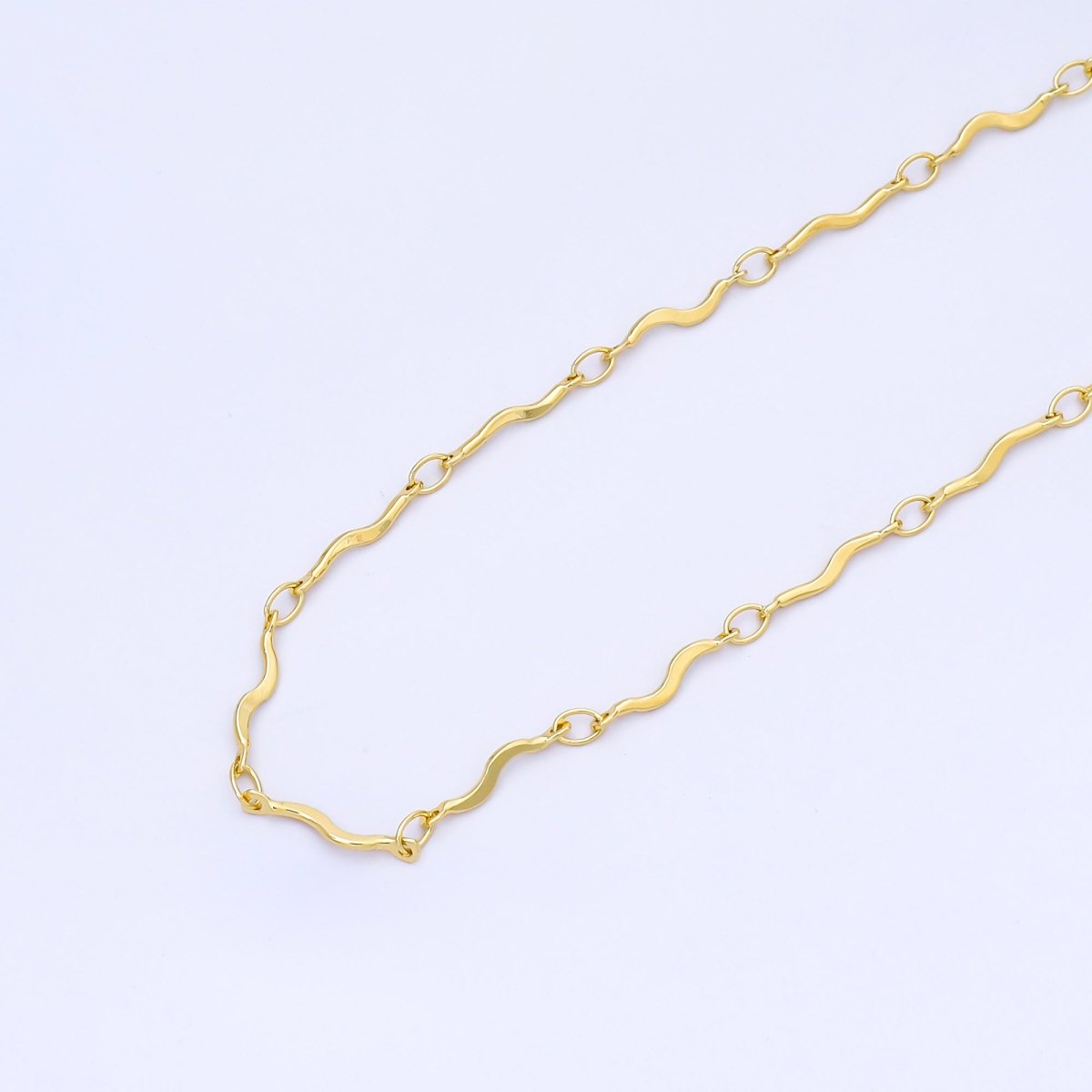 24K Gold Filled 1.7mm Curved S - Link Unfinished Chain by Yard | Roll - 2024 - DLUXCA
