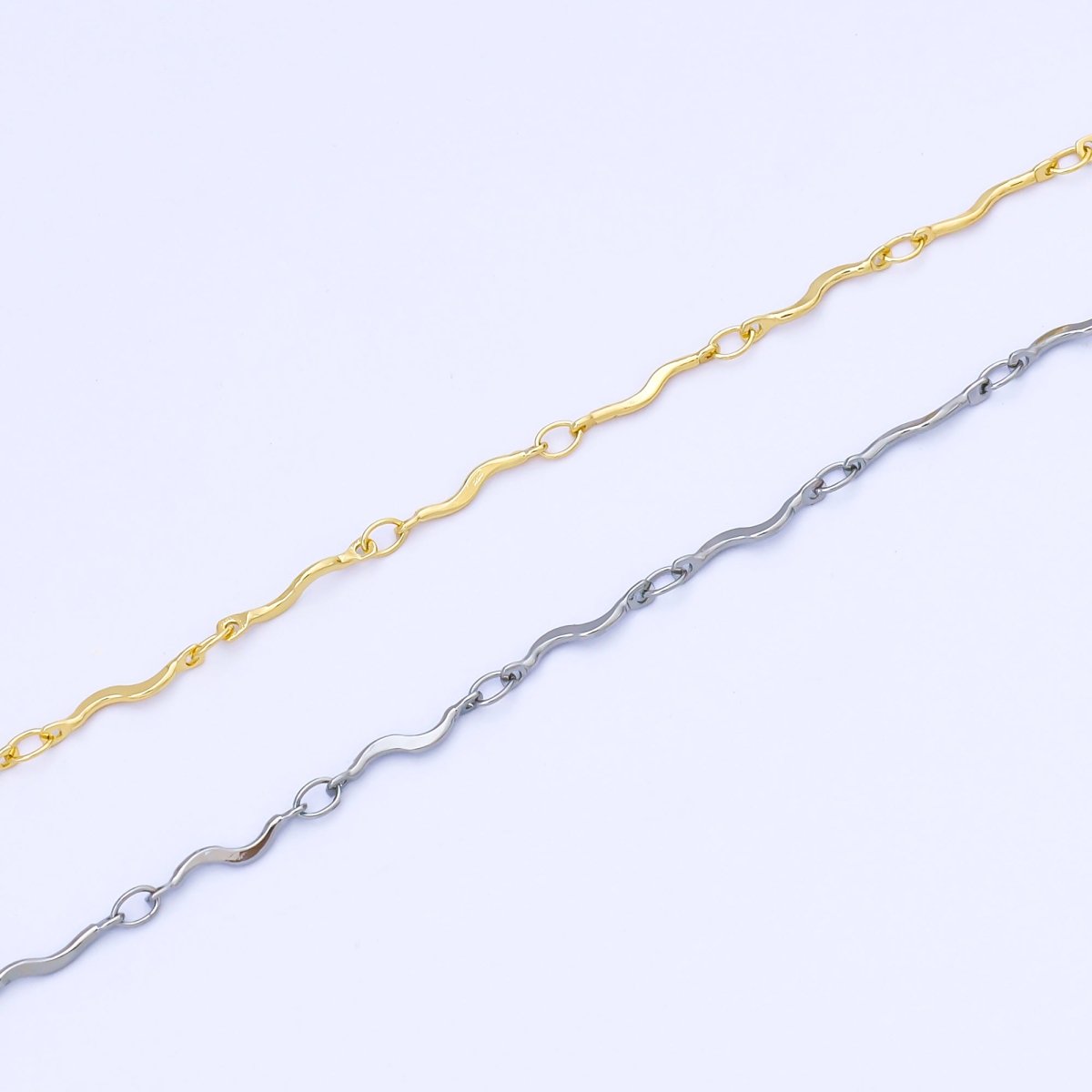 24K Gold Filled 1.7mm Curved S - Link Unfinished Chain by Yard | Roll - 2024 - DLUXCA