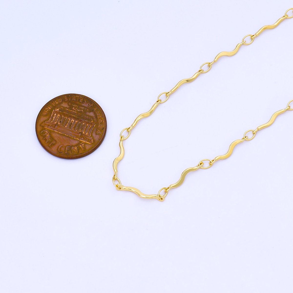 24K Gold Filled 1.7mm Curved S - Link Unfinished Chain by Yard | Roll - 2024 - DLUXCA