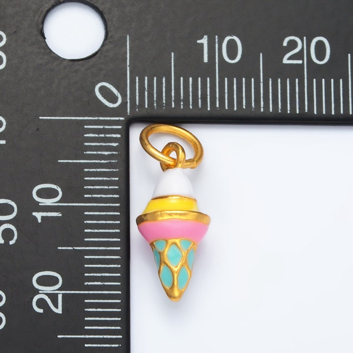 24K Gold Filled 17mm Ice Cream Food Enamel Charm | AG917 - DLUXCA