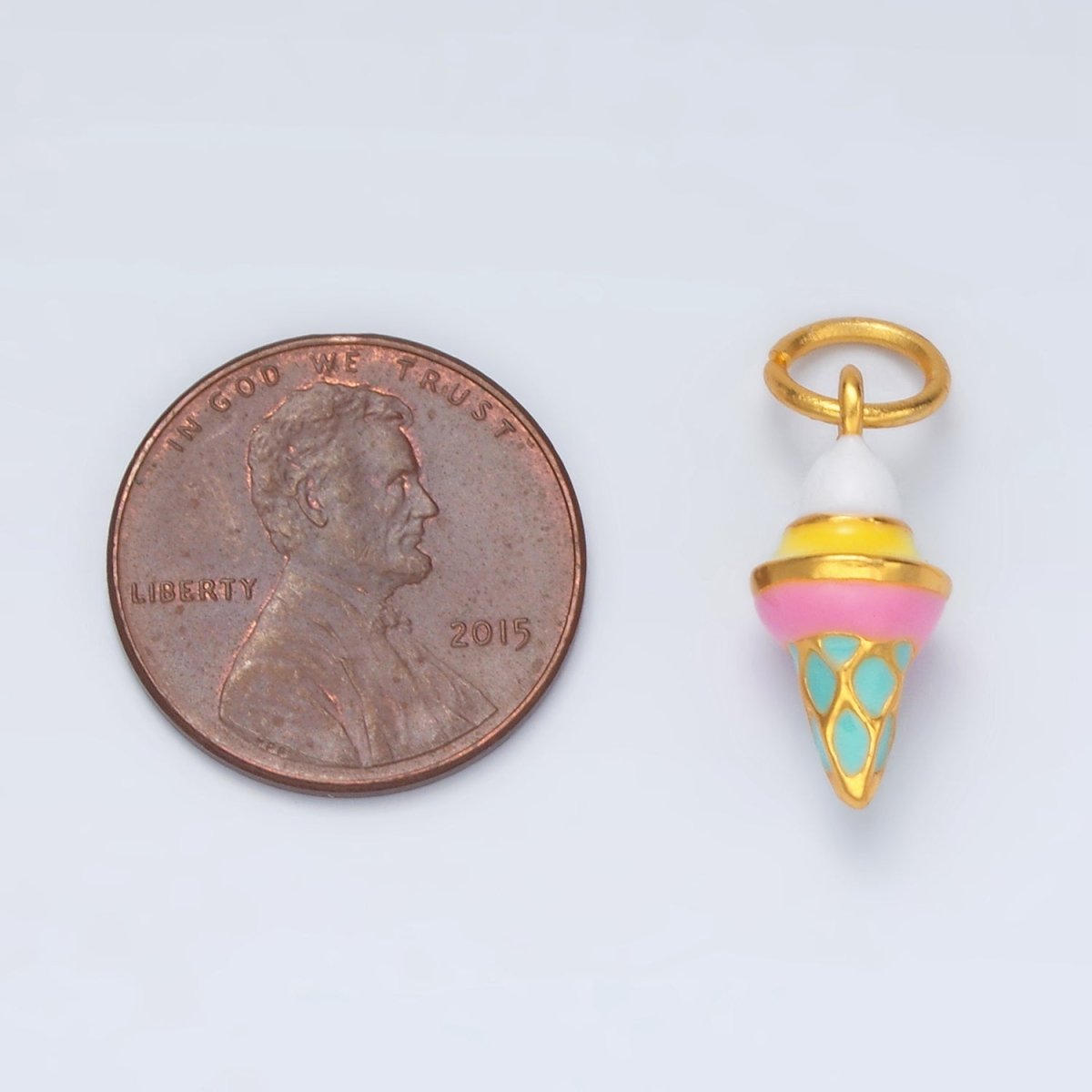 24K Gold Filled 17mm Ice Cream Food Enamel Charm | AG917 - DLUXCA