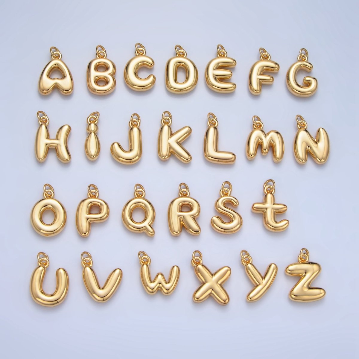 24K Gold Filled 17mm Initial Letter Chubby Balloon Charm | A1513 - A1525 - DLUXCA