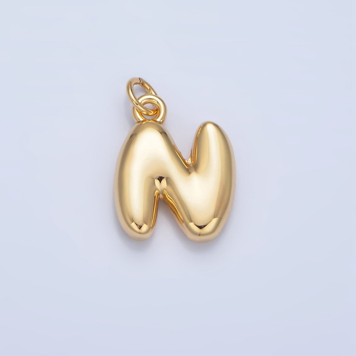 24K Gold Filled 17mm Initial Letter Chubby Balloon Charm | A1513 - A1525 - DLUXCA