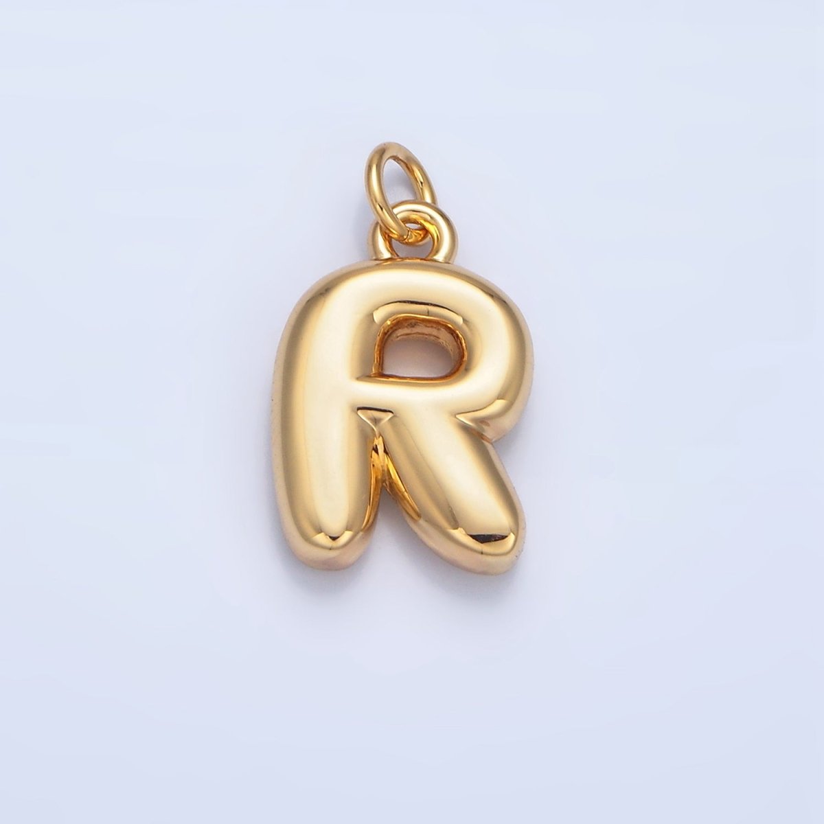 24K Gold Filled 17mm Initial Letter Chubby Balloon Charm | A1513 - A1525 - DLUXCA