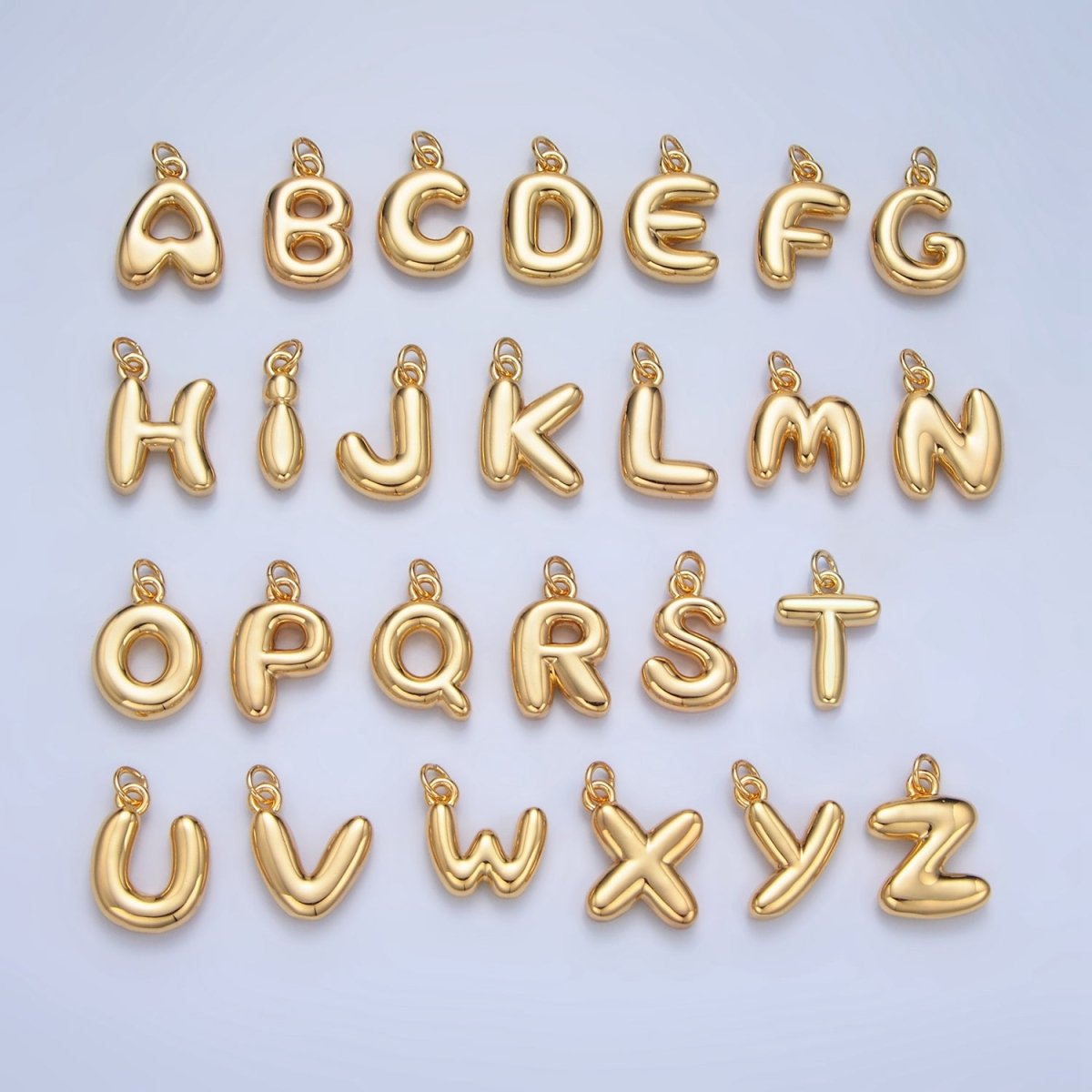 24K Gold Filled 17mm Initial Letter Chubby Balloon Charm | A1513 - A1525 - DLUXCA