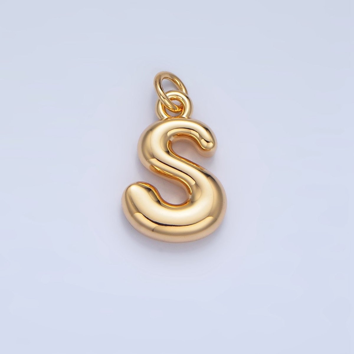 24K Gold Filled 17mm Initial Letter Chubby Balloon Charm | A1513 - A1525 - DLUXCA