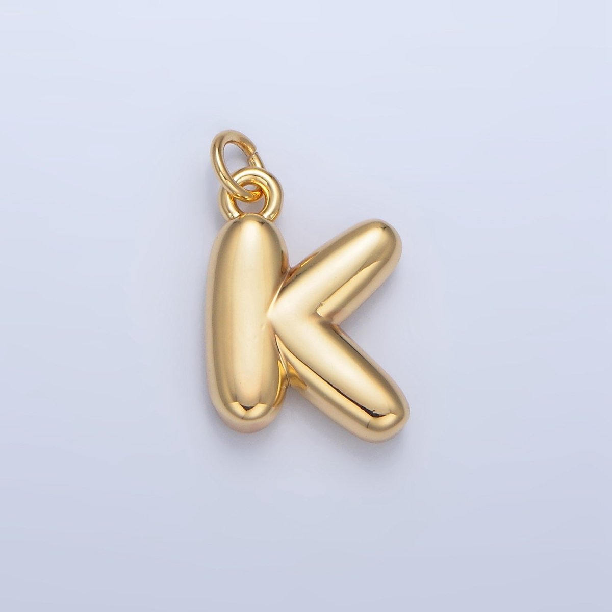 24K Gold Filled 17mm Initial Letter Chubby Balloon Charm | A1513 - A1525 - DLUXCA